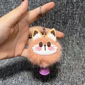 Cute lucky cat plush keychain/bag charm with bell